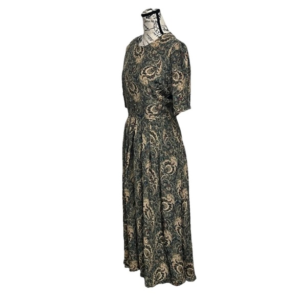 Michelle Stuart Vintage Paisley Midi Dress M Cottagecore Modest Peasant Boho - Picture 3 of 9
